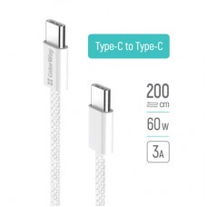 Дата кабель USB-C to USB-C 2.0m (braided cotton) (PD Fast Charging 60W) 3.0А grey ColorWay (CW-CBPDCC068-GR) - Фото