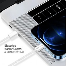 Дата кабель USB-C to USB-C 2.0m (braided cotton) (PD Fast Charging 60W) 3.0А grey ColorWay (CW-CBPDCC068-GR) - Фото