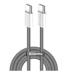 Дата кабель USB-C to USB-C 2.0m (braided cotton) (PD Fast Charging 60W) 3.0А black ColorWay (CW-CBPDCC068-BK) - Фото