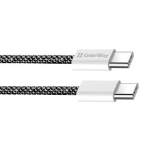 Дата кабель USB-C to USB-C 2.0m (braided cotton) (PD Fast Charging 60W) 3.0А black ColorWay (CW-CBPDCC068-BK) - Фото