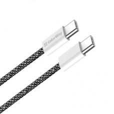 Дата кабель USB-C to USB-C 2.0m (braided cotton) (PD Fast Charging 60W) 3.0А black ColorWay (CW-CBPDCC068-BK) - Фото