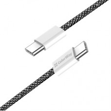 Дата кабель USB-C to USB-C 2.0m (braided cotton) (PD Fast Charging 60W) 3.0А black ColorWay (CW-CBPDCC068-BK) - Фото