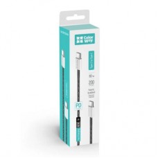 Дата кабель USB-C to USB-C 2.0m (braided cotton) (PD Fast Charging 60W) 3.0А black ColorWay (CW-CBPDCC068-BK) - Фото