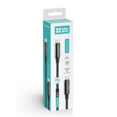 Дата кабель USB-C to USB-C 2.0m (PVC+Aluminum Alloy) (PD Fast Charging 240W) 5А black ColorWay - Фото