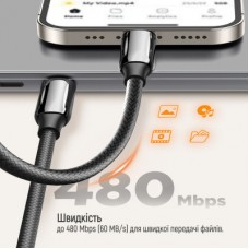 Дата кабель USB-C to USB-C 2.0m (PVC+Aluminum Alloy) (PD Fast Charging 240W) 5А black ColorWay - Фото