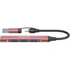 Концентратор Canyon hub DS-02 4in1 USB-A/C Pink (CNS-TDS02P) - Фото