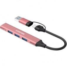 Концентратор Canyon hub DS-02 4in1 USB-A/C Pink (CNS-TDS02P) - Фото