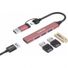 Концентратор Canyon hub DS-02 4in1 USB-A/C Pink (CNS-TDS02P) - Фото