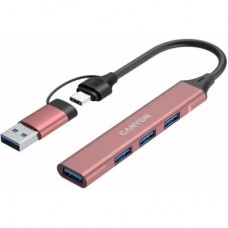 Концентратор Canyon hub DS-02 4in1 USB-A/C Pink (CNS-TDS02P) - Фото