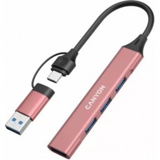 Концентратор Canyon hub DS-02 4in1 USB-A/C Pink (CNS-TDS02P) - Фото