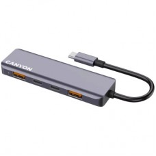 Концентратор Canyon hub DS-18 5in1 USB-C Grey (CNS-TDS18) - Фото