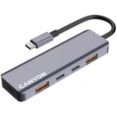 Концентратор Canyon hub DS-18 5in1 USB-C Grey (CNS-TDS18) - Фото