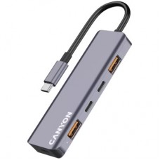 Концентратор Canyon hub DS-18 5in1 USB-C Grey (CNS-TDS18) - Фото