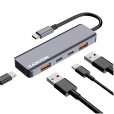 Концентратор Canyon hub DS-18 5in1 USB-C Grey (CNS-TDS18) - Фото