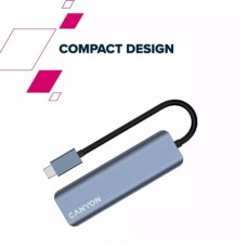 Концентратор Canyon hub DS-18 5in1 USB-C Grey (CNS-TDS18) - Фото