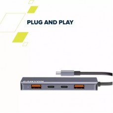 Концентратор Canyon hub DS-18 5in1 USB-C Grey (CNS-TDS18) - Фото