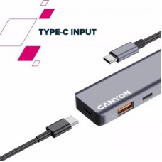 Концентратор Canyon hub DS-18 5in1 USB-C Grey (CNS-TDS18) - Фото