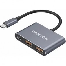 Концентратор Canyon hub DS-3 3in1 USB-C Dark Grey (CNS-TDS3) - Фото