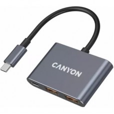 Концентратор Canyon hub DS-3 3in1 USB-C Dark Grey (CNS-TDS3) - Фото