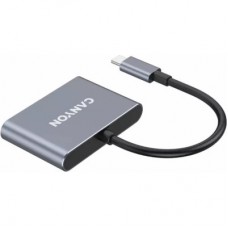 Концентратор Canyon hub DS-3 3in1 USB-C Dark Grey (CNS-TDS3) - Фото