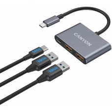 Концентратор Canyon hub DS-3 3in1 USB-C Dark Grey (CNS-TDS3) - Фото