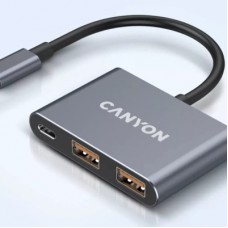 Концентратор Canyon hub DS-3 3in1 USB-C Dark Grey (CNS-TDS3) - Фото