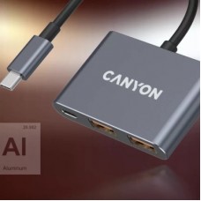 Концентратор Canyon hub DS-3 3in1 USB-C Dark Grey (CNS-TDS3) - Фото