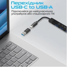 Концентратор Promate USB Hub 4 ports litehub-4.black (litehub-4.black) - Фото
