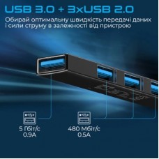Концентратор Promate USB Hub 4 ports litehub-4.black (litehub-4.black) - Фото