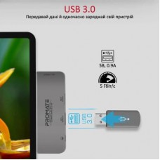Концентратор Promate USB Hub 4 ports padhub-pro.grey (padhub-pro.grey) - Фото