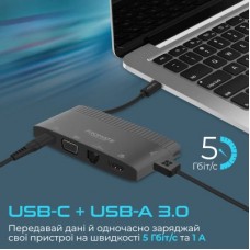 Концентратор Promate USB Hub 6 ports mediahub-c6.black (mediahub-c6.black) - Фото