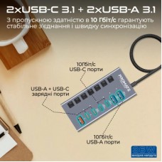 Концентратор Promate USB Hub 7 ports gegahub-10g (gegahub-10g) - Фото