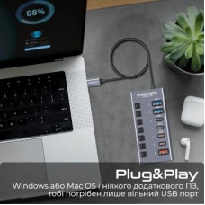 Концентратор Promate USB Hub 7 ports gegahub-10g (gegahub-10g) - Фото