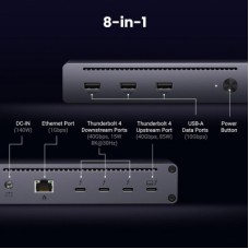 Концентратор Ugreen Thunderbolt 4 to 3xTh.4/3xUSBA 3.2/RJ45 Gigabit/140W ARevodok Max 8-in-1 U708 (25053EU) - Фото