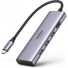 Концентратор Ugreen USB3.1 Type-C to HDMI 4K60Hz/USB 3.0х2/SD/TF/PD 100W 5-in-1 CM511 (60383) - Фото