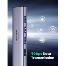 Концентратор Ugreen USB3.1 Type-C to HDMI 4K60Hz/USB 3.0х2/SD/TF/PD 100W 5-in-1 CM511 (60383) - Фото
