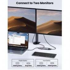 Концентратор Ugreen USB3.1 Type-C to HDMI/VGA/USB 3.0х3/RJ45/SD/TF/PD/35 мм TRRS 100W 10-in-1 (15601) - Фото