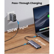 Концентратор Ugreen USB3.1 Type-C to HDMI/VGA/USB 3.0х3/RJ45/SD/TF/PD/35 мм TRRS 100W 10-in-1 (15601) - Фото