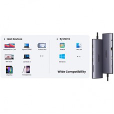 Концентратор Ugreen USB3.1 Type-C to HDMI/VGA/USB 3.0х3/RJ45/SD/TF/PD/35 мм TRRS 100W 10-in-1 (15601) - Фото