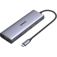 Концентратор Ugreen USB3.1 Type-C to HDMI60Hz/VGA/USB 3.0х3/RJ45/SD/TF/PD 100W 9-in-1 CM498 (15600) - Фото