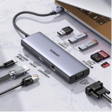 Концентратор Ugreen USB3.1 Type-C to HDMI60Hz/VGA/USB 3.0х3/RJ45/SD/TF/PD 100W 9-in-1 CM498 (15600) - Фото