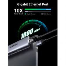 Концентратор Ugreen USB 3.0 to 3xUSB 3.0/RJ45/Micro USB CM266 Gray (60812) - Фото