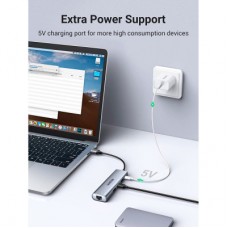 Концентратор Ugreen USB 3.0 to 3xUSB 3.0/RJ45/Micro USB CM266 Gray (60812) - Фото