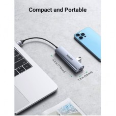 Концентратор Ugreen USB 3.0 to 3xUSB 3.0/RJ45/Micro USB CM266 Gray (60812) - Фото