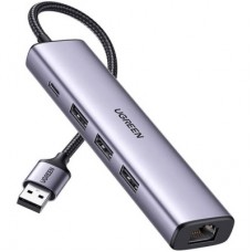 Концентратор Ugreen USB 3.0 to 3хUSB 3.0/Type-C+RJ45(1000M) Ethernet 5in1 CM475 (60554) - Фото