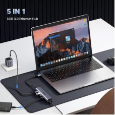 Концентратор Ugreen USB 3.0 to 3хUSB 3.0/Type-C+RJ45(1000M) Ethernet 5in1 CM475 (60554) - Фото