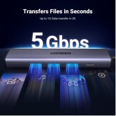 Концентратор Ugreen USB 3.0 to 3хUSB 3.0/Type-C+RJ45(1000M) Ethernet 5in1 CM475 (60554) - Фото