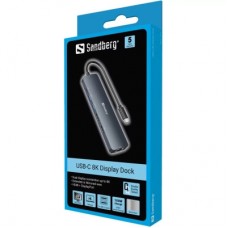 Концентратор Sandberg USB3.1 Type-C to HDMI/USB 3.0x2/RJ45/USB-C/DisplayPort PD 100W Hub 6-in-1 (136-43) - Фото