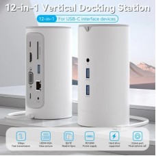 Концентратор Vention USB3.1 Type-C to HDMI/VGA/USB3.0x3/RJ45/SD/TF/TRRS 3.5m/PD/DC100W12-in-1 (TPHWC-EU) - Фото