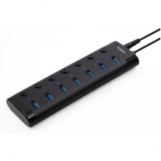 Концентратор Vinga USB3.0 to 7*USB3.0 1m cable with Switch and Power Adapter (VHA3A7B) - Фото